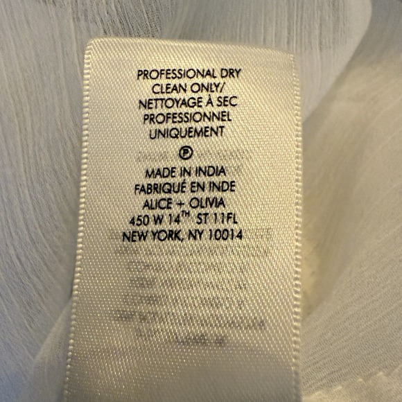 Alice + Olivia Jaden Lace-Paneled Gauze Tunic Top Sheer White Blouse Women's XS - Picture 8 of 8